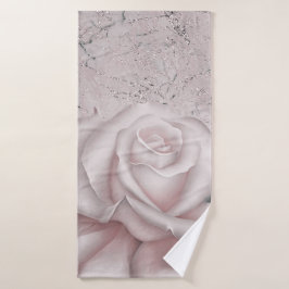 Conjunto De Toalhas Rosa Branca Enrubescida Glam Moderno Mármore Shabb