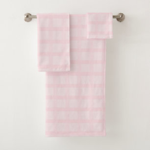 Conjunto De Toalhas Rosa Chiclete E Gingham em Tom de Lavanda