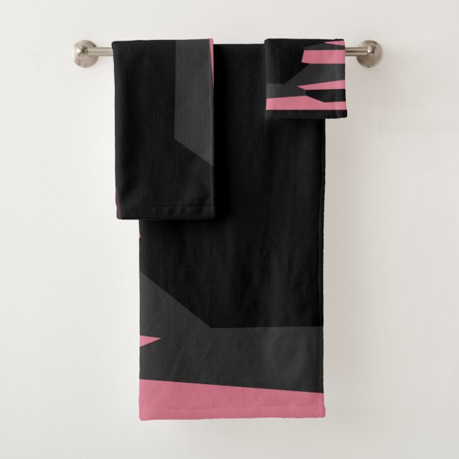 Conjunto De Toalhas rosa cinza e preto abstrato   (Insitu)