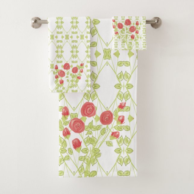 Conjunto De Toalhas Rosa de Flor Padrão (Insitu)