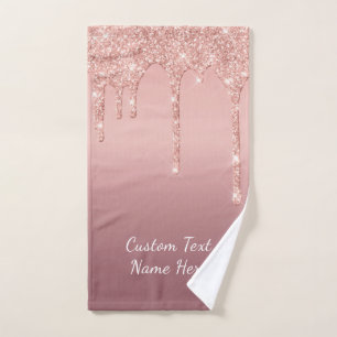 Conjunto De Toalhas Rosa de Texto Personalizado Dissipadores Sparkle L