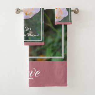 Conjunto De Toalhas Rosa de Tipografia de Rosas Amarelas Rosa
