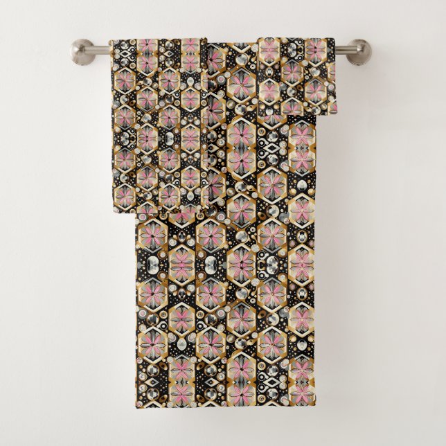 Conjunto de Toalhas Rosa Diamante Retrô Moderno de (Insitu)
