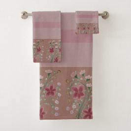 Conjunto De Toalhas Rosa e ameixa