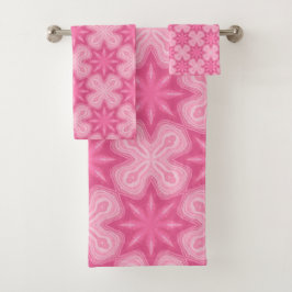 Conjunto De Toalhas Rosa E Branco