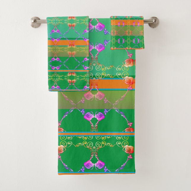 Conjunto De Toalhas Rosa Heart Apricot e Teal Towel (Insitu)