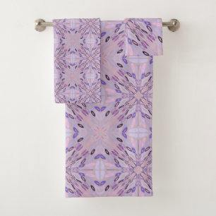 Conjunto De Toalhas Rosa Lavanda Roxo Geométrico Arte Abstrata 