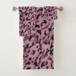 Conjunto De Toalhas Rosa malva e camuflagem de carvão abstrato