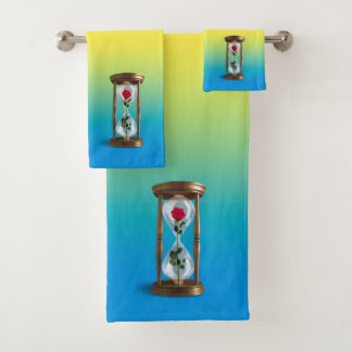 Conjunto De Toalhas Rosa na ampulheta