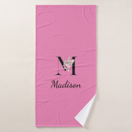 Conjunto De Toalhas Rosa personalizado, monograma elegante preto