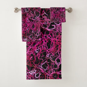 Conjunto De Toalhas Rosa quente e preto