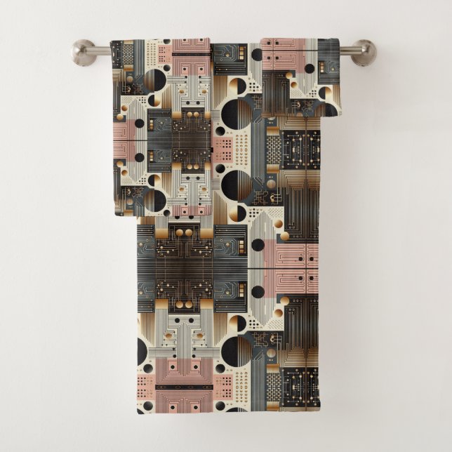 Conjunto de Toalhas Rosa Retro Moderno de Meados d (Insitu)