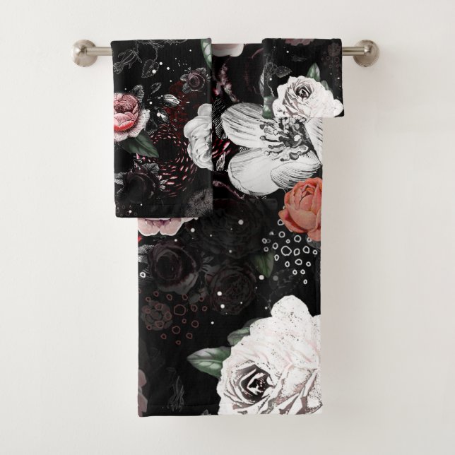 Conjunto De Toalhas Rosa rosa, coral, branco e preto vitorioso (Insitu)