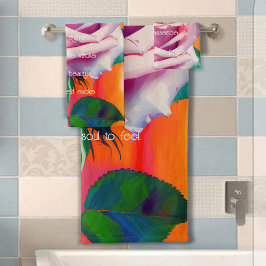 Conjunto De Toalhas Rosa rosa-fria-negrito em Artsy Boêmia Bloompoeira