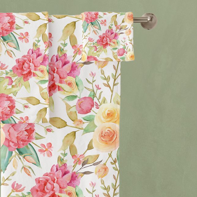 Conjunto De Toalhas Rosa Rosa Moderna e Amarelo (Criador carregado)