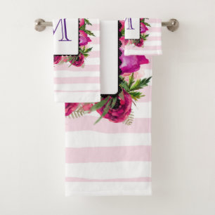 Conjunto De Toalhas Rosa Rosa Rosa Rosa Rosa Rosa Rosa e Buquê Floral
