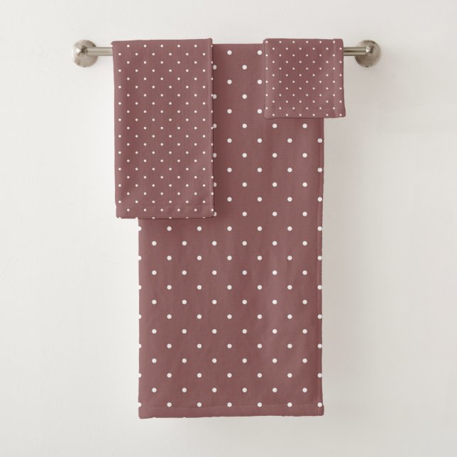 Conjunto De Toalhas Rosa Taupe e pontos brancos (Insitu)