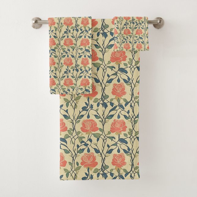 Conjunto De Toalhas Rosa Trellis (Insitu)