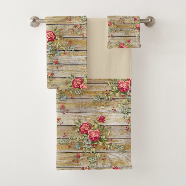 Conjunto De Toalhas Rosa vermelha de Cabina  Floral Chique (Insitu)