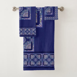 Conjunto De Toalhas Rosace Azul