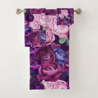 Conjunto De Toalhas Rosas Azuis E Violetas Coloridos