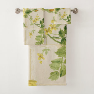 Conjunto De Toalhas Rosas Bonito Rústicas Amarelas em Trellis