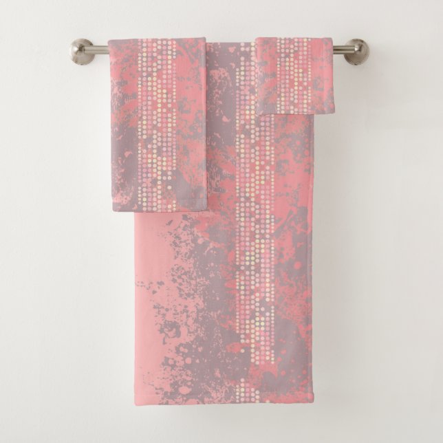 Conjunto De Toalhas Rosas coral meninas estilo surf spray e pontos (Insitu)
