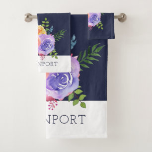 Conjunto De Toalhas Rosas de Aquarela Moderna Buquê Floral