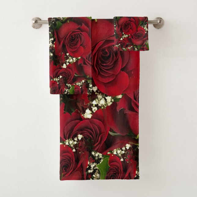 Conjunto De Toalhas Rosas de carmim (Insitu)