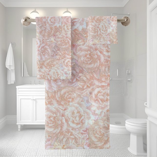 Conjunto De Toalhas Rosas de vindima em creme - padrão floral (Criador carregado)