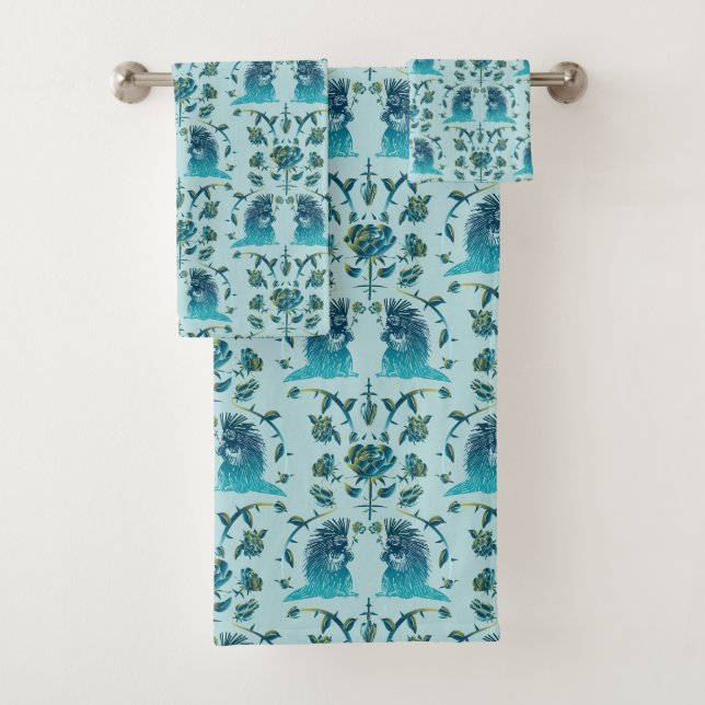Conjunto De Toalhas Rosas Em Um Trecho Áspero Aqua (Insitu)