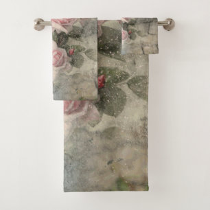 Conjunto De Toalhas ROSAS GRUNGY - Flores Vintage