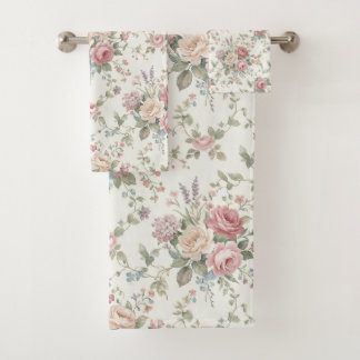 Conjunto De Toalhas Rosas Pastel Elegantes Shabby Chic