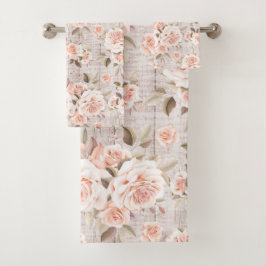 Conjunto De Toalhas Rosas Russos de Madeira e Vintage Chique Romântico