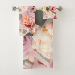 Conjunto De Toalhas Rosas Sonhadoras Rosa Florais Elegantes Shabby Chi