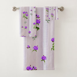 Conjunto De Toalhas Rosas Violetas Purplish-Watercolor em Seda Rosa