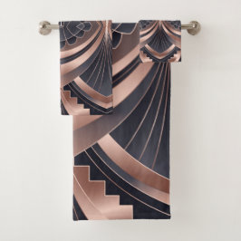 Conjunto De Toalhas Rose Gold Navy Geometric Neo Art Deco