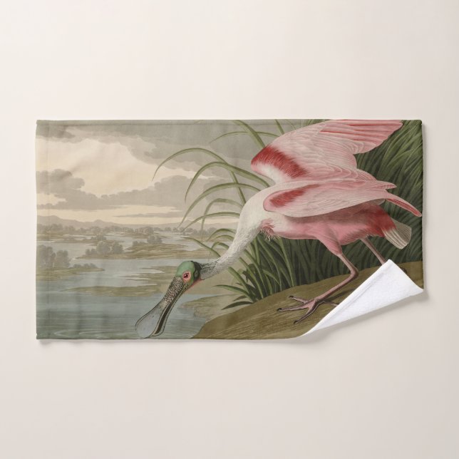 Conjunto De Toalhas Roseate Spoonbill, das Aves da América de Audubon (Toalha de mão)