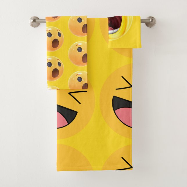 Conjunto De Toalhas Rosto de Emoji Rindo Engraçado (Insitu)