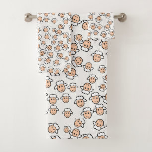 Conjunto De Toalhas rosto de ovelha ilustrativa esbranquiçada
