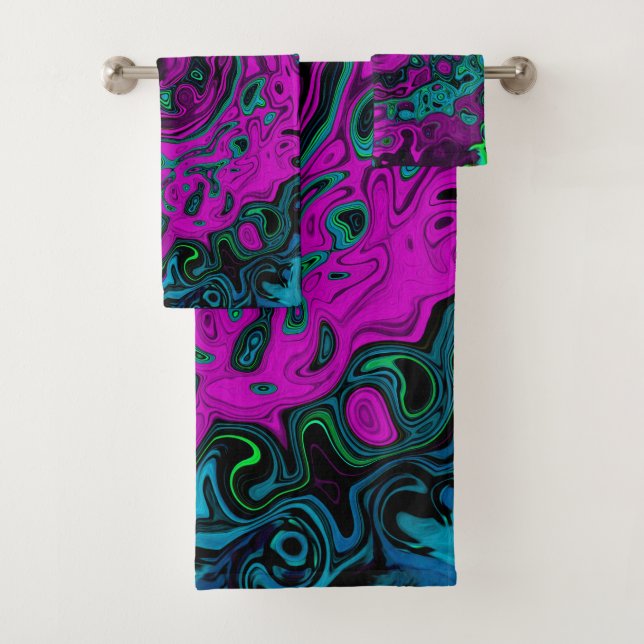 Conjunto De Toalhas Roteiro de Arte Líquida Magenta Magenta-Abstrato (Insitu)