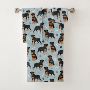 Conjunto De Toalhas Rottweiler Ossos e Patas Cães