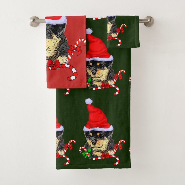 Conjunto De Toalhas Rottweiler Puppy Natal (Insitu)