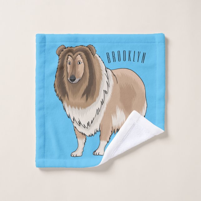 Conjunto De Toalhas Rough collie dog cartoon illustration (Pano de lavar)