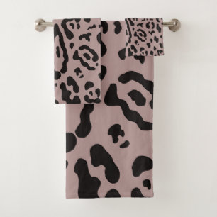 Conjunto De Toalhas Roxo Bege Rosa Estampa de Guepardo Leopardo Animal