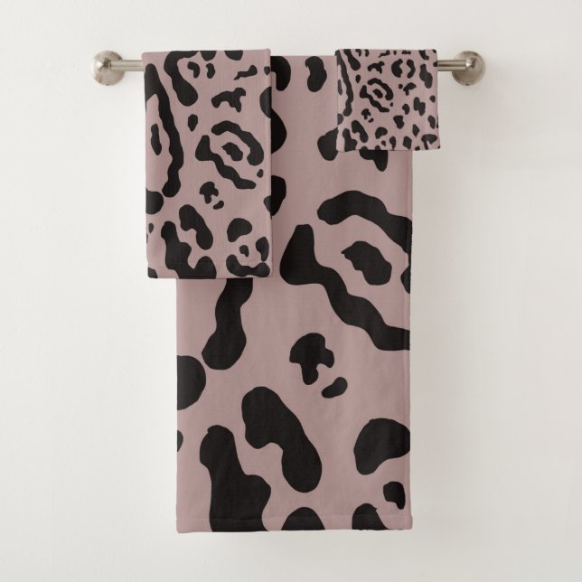 Conjunto De Toalhas Roxo Bege Rosa Estampa de Guepardo Leopardo Animal (Insitu)