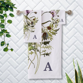 Conjunto De Toalhas Roxo Buquê de flor selvagem Floral