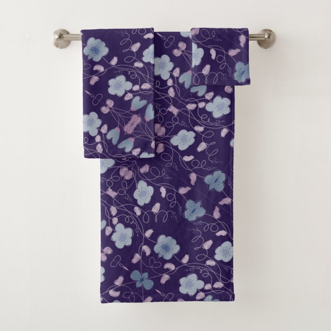 Conjunto De Toalhas Roxo Com Azul (Insitu)