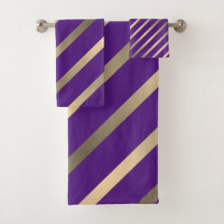 Conjunto De Toalhas Roxo com listras de ouro