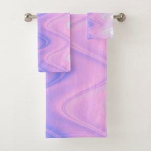 Conjunto De Toalhas Roxo Cor-de-rosa Ondulado Abstrato